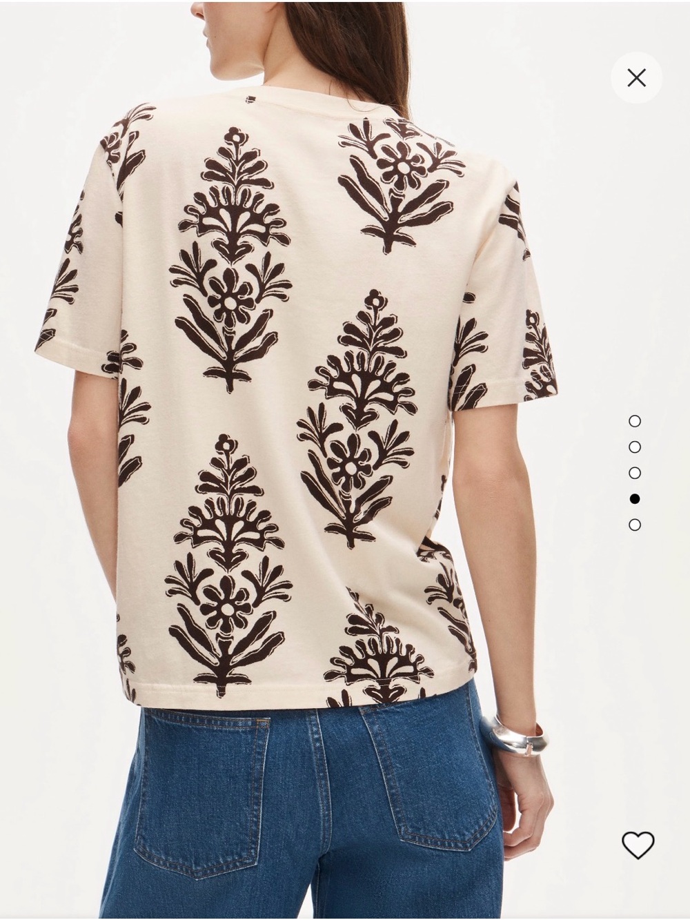 J. Crew Cream “Broken In Jersey”Short Sleeve Tee w Brown Floral Print. NWT. Med - Picture 2 of 8